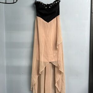 Studded Black Corset & Peachy Cream Mesh Dress - Like New